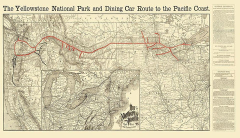 Northern Pacific Railroad, Yellowstone Route 1897 White Modern Wood Framed Art Print with Double Matting by Rand McNally