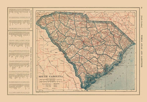 South Carolina - Reynold 1921 White Modern Wood Framed Art Print with Double Matting by Reynold