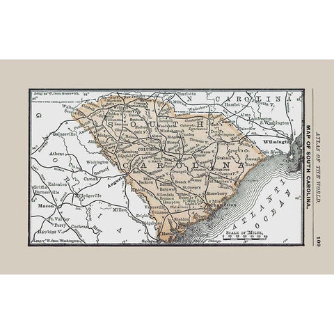 South Carolina - Alden 1886 Black Modern Wood Framed Art Print by Alden