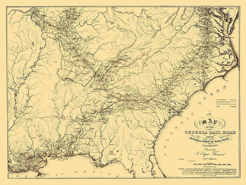 Georgia Railroad - Thompson 1839 White Modern Wood Framed Art Print with Double Matting by Thompson