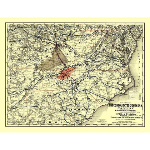 Norfolk and Cincinnati Railroad - Colton 1883 White Modern Wood Framed Art Print by Colton