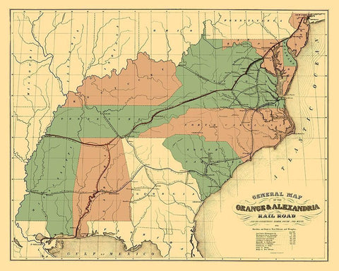 Orange and Alexandria Railroad - Ackerman 1851 White Modern Wood Framed Art Print with Double Matting by Ackerman