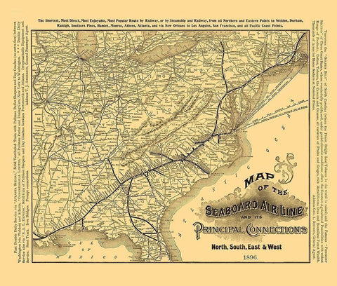 Seaboard Air Line Railroad - Rand McNally 1896 White Modern Wood Framed Art Print with Double Matting by Rand McNally