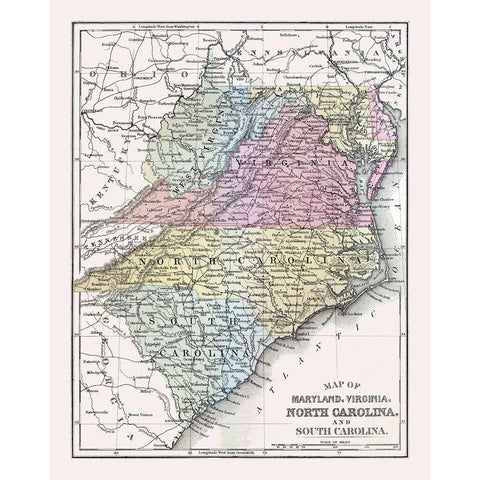 South Eastern United States - Mitchell 1877 Gold Ornate Wood Framed Art Print with Double Matting by Mitchell