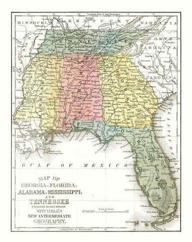 South East Coast - Mitchell 1869 White Modern Wood Framed Art Print with Double Matting by Mitchell