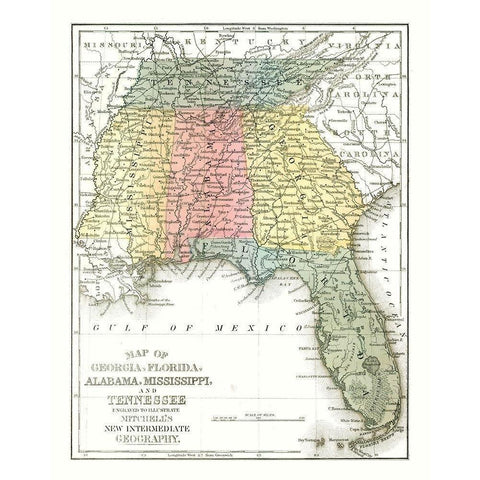 South East Coast - Mitchell 1869 White Modern Wood Framed Art Print by Mitchell