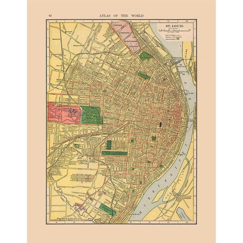 Saint Louis Missouri - Hammond 1910 Black Modern Wood Framed Art Print with Double Matting by Hammond
