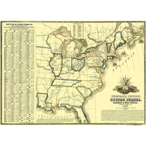 Telegraph Stations United States Canada - Barr Black Modern Wood Framed Art Print by Barr