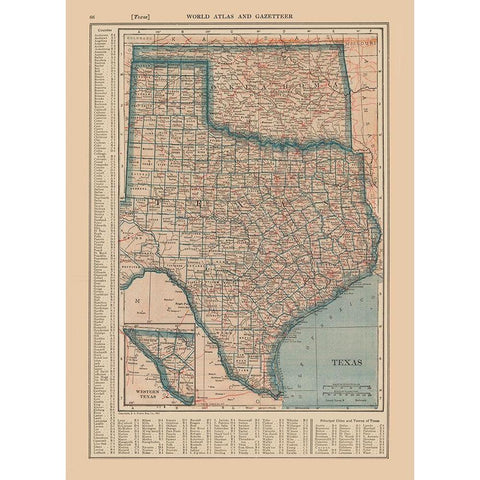 Texas - Reynold 1921 Gold Ornate Wood Framed Art Print with Double Matting by Reynold