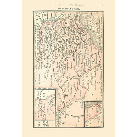 Texas - Alden 1886 Gold Ornate Wood Framed Art Print with Double Matting by Alden