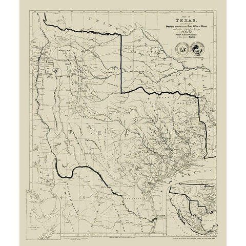 Texas - Arrowsmith 1841 Gold Ornate Wood Framed Art Print with Double Matting by Arrowsmith
