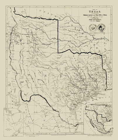 Texas - Arrowsmith 1841 White Modern Wood Framed Art Print with Double Matting by Arrowsmith