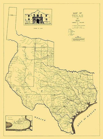 Texas - Freeman 1836 White Modern Wood Framed Art Print with Double Matting by Freeman