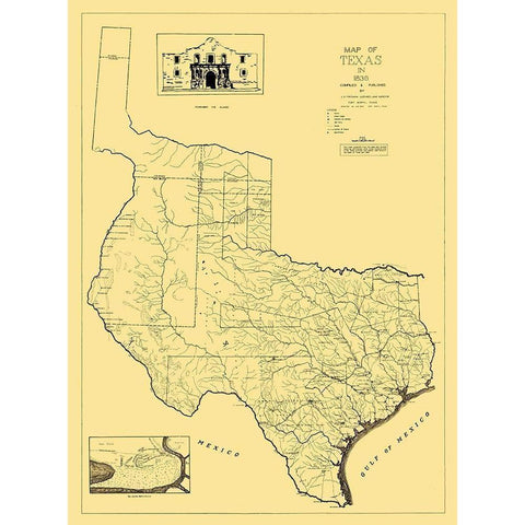 Texas - Freeman 1836 Gold Ornate Wood Framed Art Print with Double Matting by Freeman