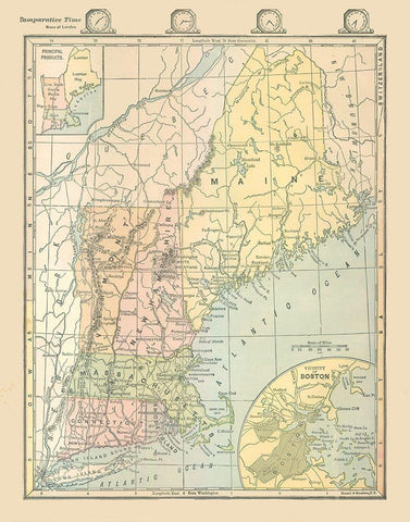 Northeast United States - Monteith 1882 Black Ornate Wood Framed Art Print with Double Matting by Monteith