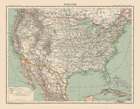 United States - Schrader 1908 White Modern Wood Framed Art Print with Double Matting by Schrader