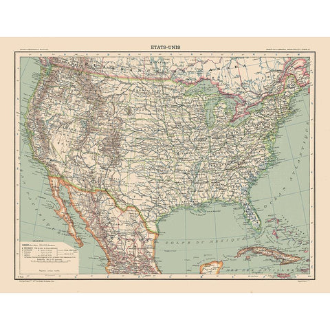 United States - Schrader 1908 Black Modern Wood Framed Art Print by Schrader