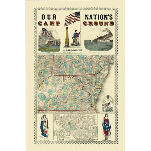 Pennsylvania, Virginia Campgrounds - Ensign Gold Ornate Wood Framed Art Print with Double Matting by Ensign