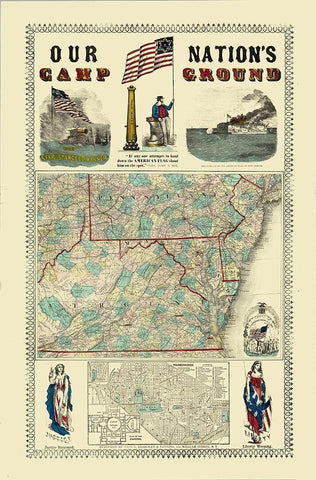 Pennsylvania, Virginia Campgrounds - Ensign White Modern Wood Framed Art Print with Double Matting by Ensign
