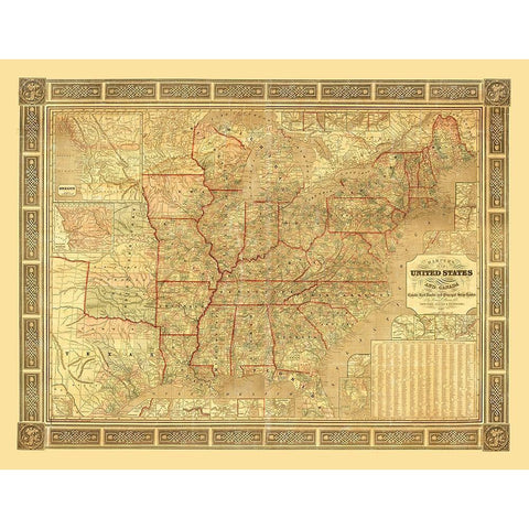 United States - Canada - Harper 1847 White Modern Wood Framed Art Print by Harper