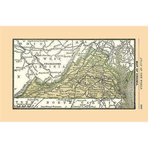 Virginia - Alden 1886 Gold Ornate Wood Framed Art Print with Double Matting by Alden