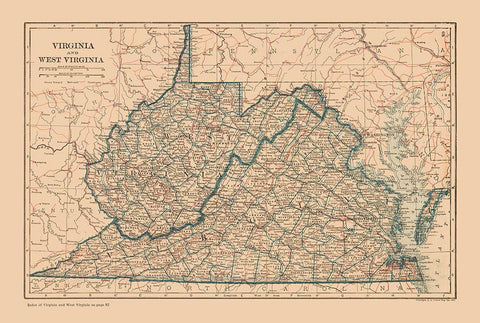 Virginia, West Virginia - Reynold 1921 White Modern Wood Framed Art Print with Double Matting by Reynolds