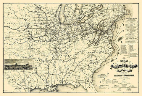 Baltimore and Ohio Railroad - Balto 1878 White Modern Wood Framed Art Print with Double Matting by Balto