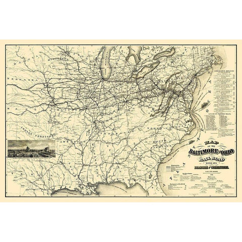 Baltimore and Ohio Railroad - Balto 1878 Black Modern Wood Framed Art Print by Balto
