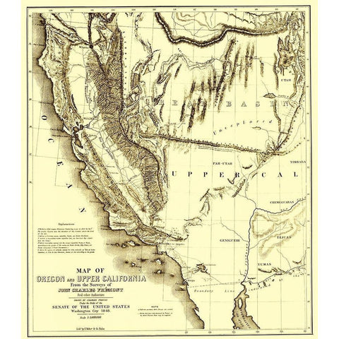 Oregon, Upper California - Preuss 1848 White Modern Wood Framed Art Print by Preuss