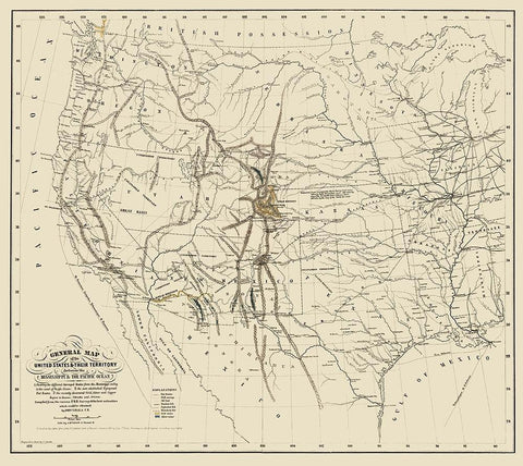 United States and Territories West of Mississippi White Modern Wood Framed Art Print with Double Matting by Mclean