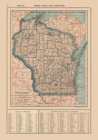 Wisconsin - Poates 1921 White Modern Wood Framed Art Print with Double Matting by Poates