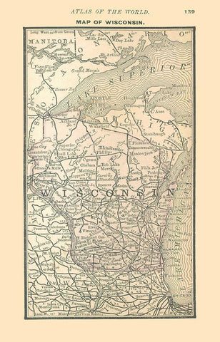 Wisconsin - Alden 1886 Black Ornate Wood Framed Art Print with Double Matting by Alden