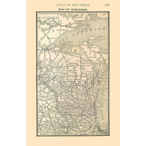 Wisconsin - Alden 1886 Gold Ornate Wood Framed Art Print with Double Matting by Alden