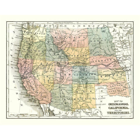 West United States - Mitchell 1869 Gold Ornate Wood Framed Art Print with Double Matting by Mitchell