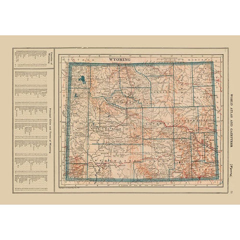 Wyoming - Poates 1921 Black Modern Wood Framed Art Print with Double Matting by Poates