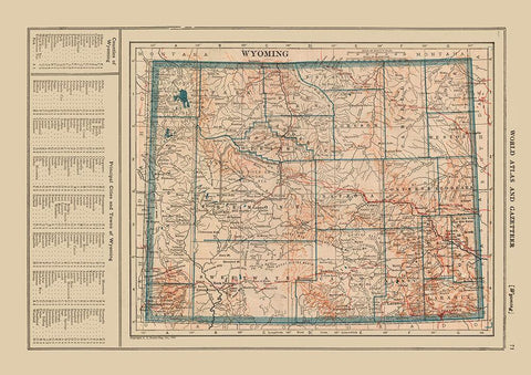 Wyoming - Poates 1921 White Modern Wood Framed Art Print with Double Matting by Poates