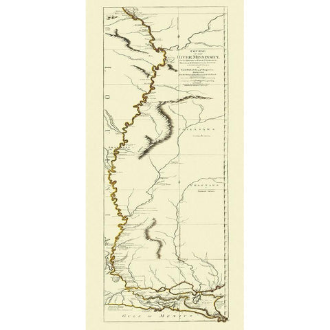 Mississippi River, Louisiana - 1775 Gold Ornate Wood Framed Art Print with Double Matting by Sayer