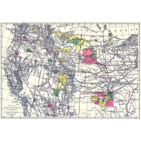 Indian Reservations In the United States - 1898 White Modern Wood Framed Art Print by Bien