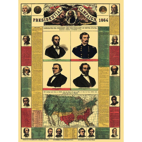 Presidential Campaign - Lloyd 1864 Black Modern Wood Framed Art Print with Double Matting by Lloyd