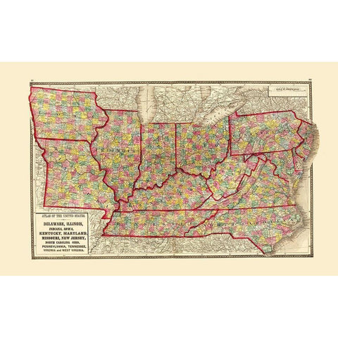 US - Iowa and Missouri - Pennsylvania and Carolina Gold Ornate Wood Framed Art Print with Double Matting by Baltimore
