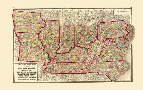 US - Iowa and Missouri - Pennsylvania and Carolina Black Ornate Wood Framed Art Print with Double Matting by Baltimore