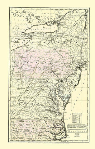 Eastern United States - Huntington 1830 White Modern Wood Framed Art Print with Double Matting by Huntington