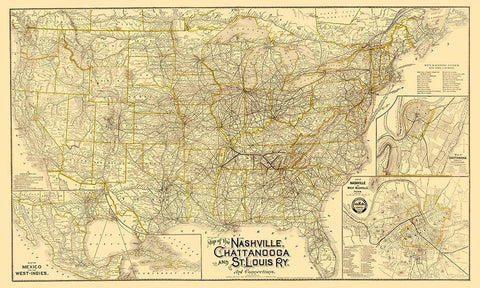 Nashville, Chattanooga and St Louis Railway 1889 White Modern Wood Framed Art Print with Double Matting by Danley