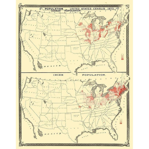 US Immigrant Distribution - Baskin 1876 White Modern Wood Framed Art Print by Baskin