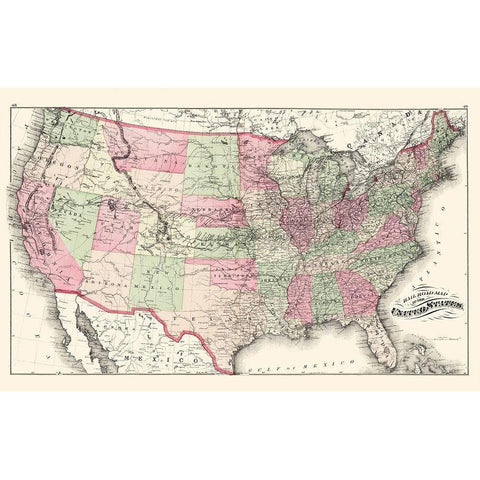 United States Railroads - Hitchcock 1877 Black Modern Wood Framed Art Print by Hitchcock