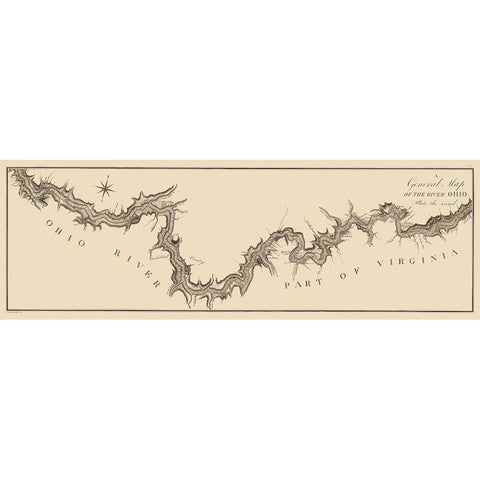 Ohio River - Collot 1796 White Modern Wood Framed Art Print by Collot