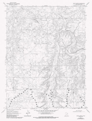 Archy Bench Utah Quad - USGS 1968 White Modern Wood Framed Art Print with Double Matting by USGS