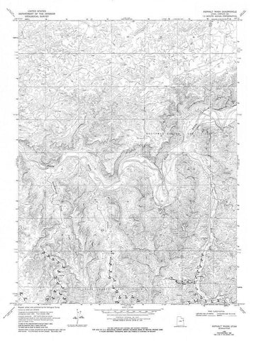 Asphalt Wash Utah Quad - USGS 1968 White Modern Wood Framed Art Print with Double Matting by USGS