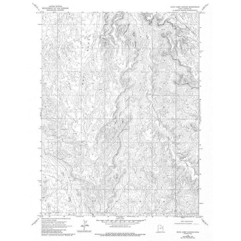 Buck Camp Canyon Utah Quad - USGS 1968 White Modern Wood Framed Art Print by USGS