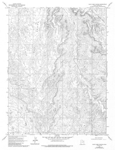 Buck Camp Canyon Utah Quad - USGS 1968 White Modern Wood Framed Art Print with Double Matting by USGS